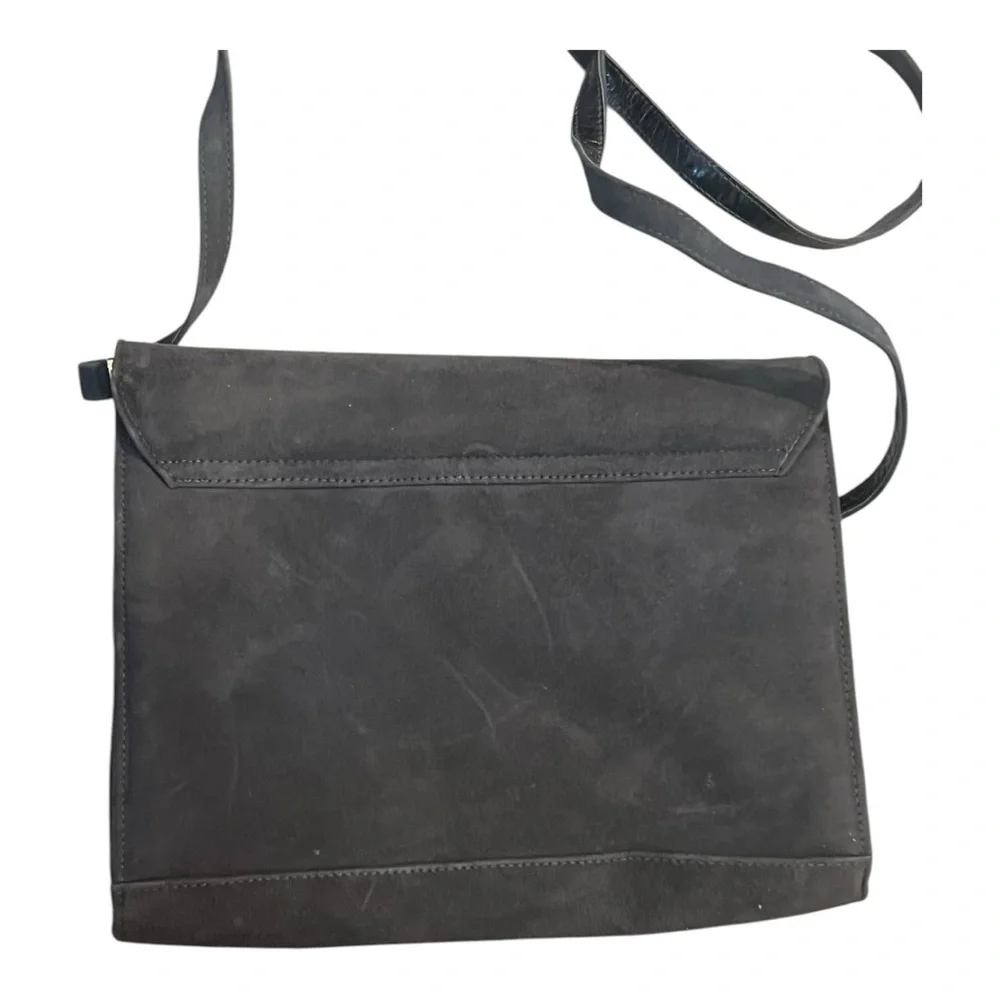 Stuart Weitzman Suede Leather Crossbody Purse Handbag Grey